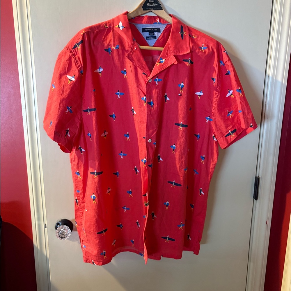 Men's Tommy Hilfiger 3xl Coral Nautical Surfer Button Down Shirt